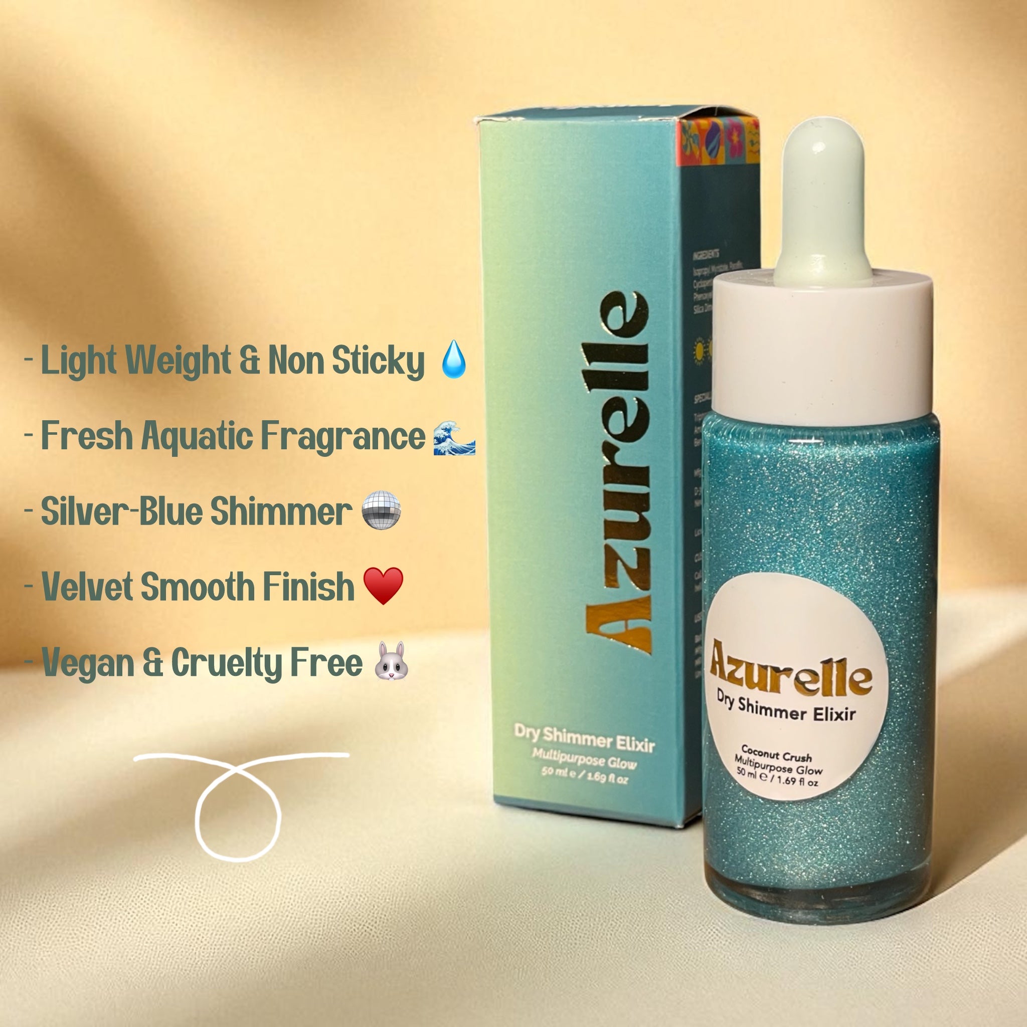 Azurelle Dry Shimmer Elixir | Coconut Crush